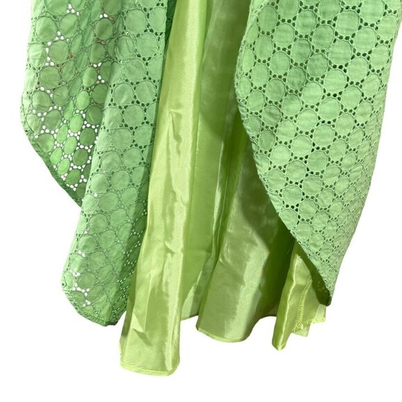 Maggie London NWT Kelly Green Eyelet Lace Fit & Flare Sleeveless Dress Size 14 - Picture 5 of 9